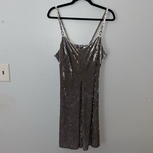 Gray Velvet Spaghetti Strap Dress